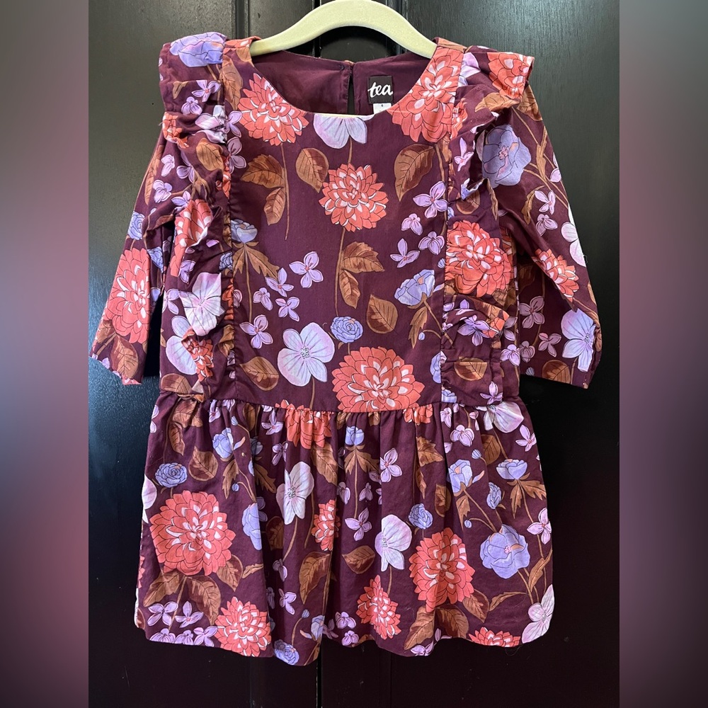 Tea Collection Ruffle Sleeve Dress - Fleurs de France Size 4